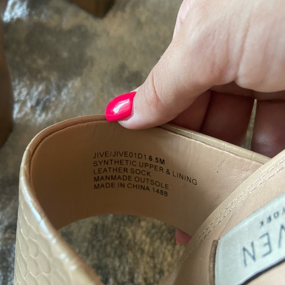 Steven New York Jive Croc Embossed Slip On Heel Sandal in Nude - Picture 7 of 9